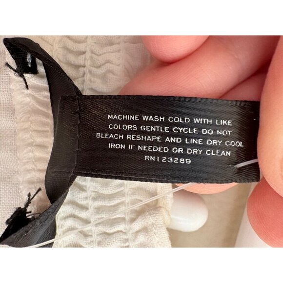 Aqua NWT White Sleeveless Smocked Waist Linen Blend Mini Dress Size Small - Picture 5 of 9